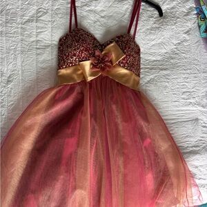 Elegant Red and Gold Sequin Dress